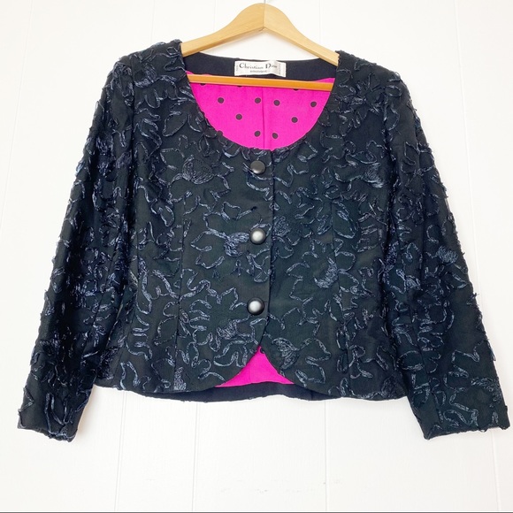 Vintage Christian Dior Black Cropped Jacket